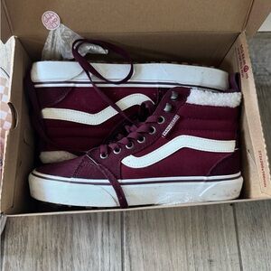 Vans Maroon High-Top Sneakers with White Trim